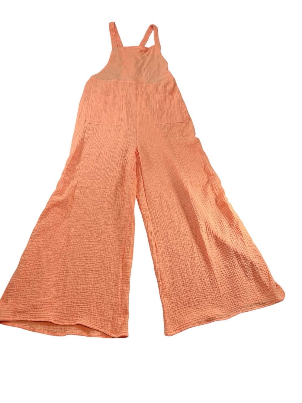 HYFVE tangerine Double Gauze Jumpsuit Wide Leg Pocket Overalls Romper Boho Summ